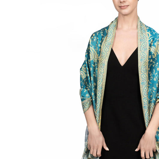 Chal Vintage Étnico Otoño Invierno con Borlas y Estampado Paisley para Mujer - Image 10