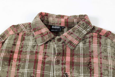Camisa Tie-Dye Cuadros Manga Larga para Hombre - Image 11
