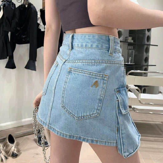Falda Denim con Bolsillos Funcionales para Trabajo - Image 4