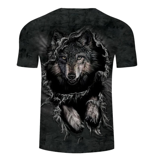 Playera Estampada Wolf 3D Tide Suelta Manga Corta Hombre - Image 7
