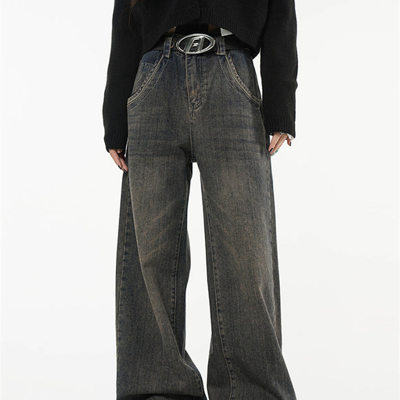 Pantalones Rectos Amplios de Cintura Alta para Mujer