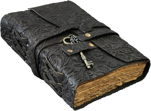 Cuaderno Vintage de Cuero de Búfalo con Patrón Floral en Relieve - Image 4