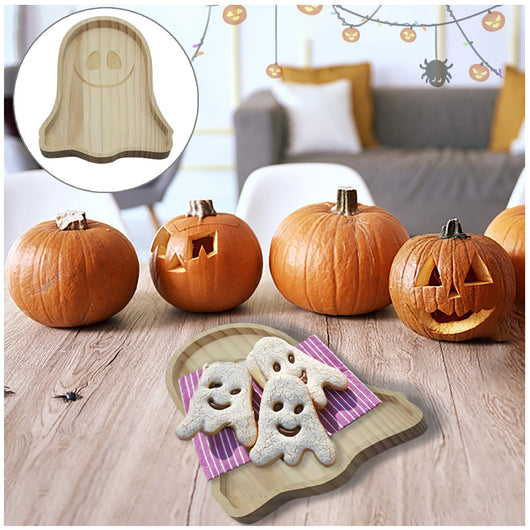 Bandeja de Madera Halloween Calabaza y Fantasma para Decoración del Hogar - Image 2