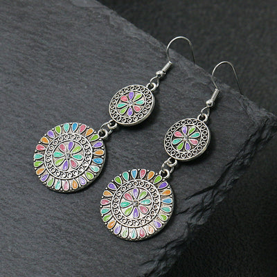 Aretes de Aleación Floral Redondos con Cristales Brillantes - Image 11