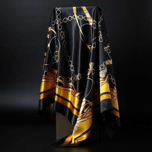 Pañoleta Cuadrada de Seda Simulada - Accesorio Versátil para Cualquier Estilo - Image 2