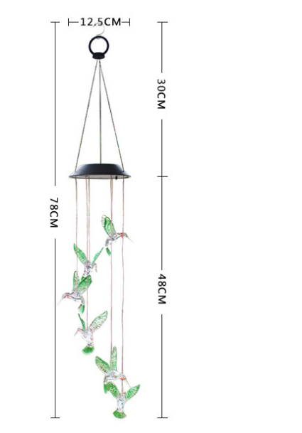 Lámpara Solar Decorativa con Cambio de Color - Carillón de Viento Cristal Colibrí y Mariposa - Image 22