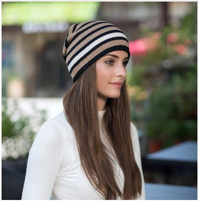 Gorro de Lana Tejido a Rayas para Mujer - Image 16