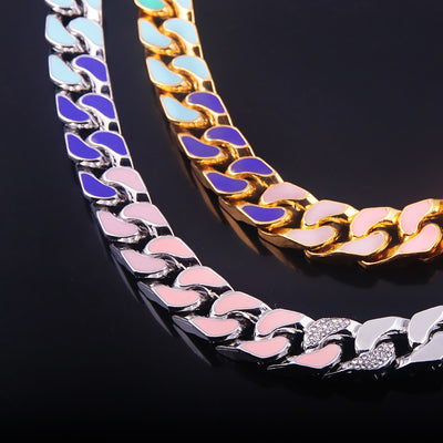 Cadena Cubana de Diamantes Multicolores Rap Hip Hop - Image 4
