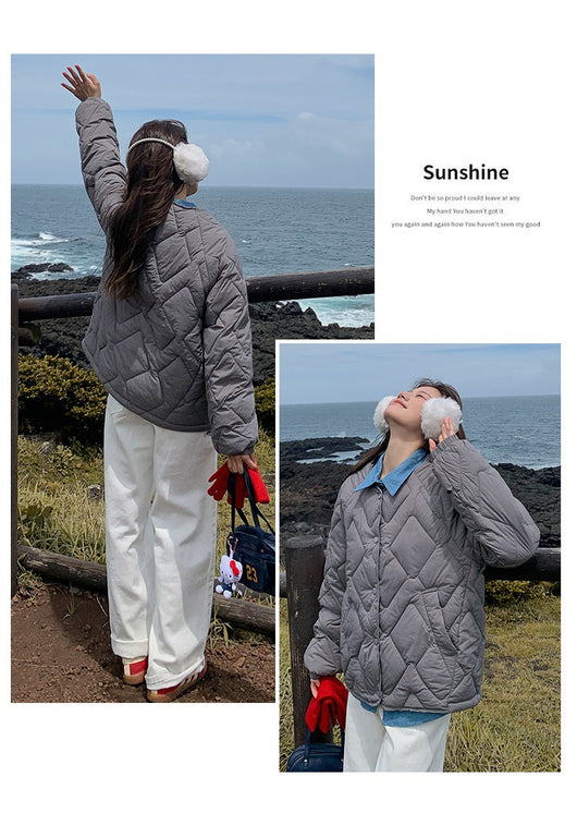 Chaqueta Acolchada Corta Estilo Coreano Cuello Redondo para Mujer - Image 16