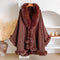 Capa Poncho Oversize con Cuello de Pelaje Irregular
