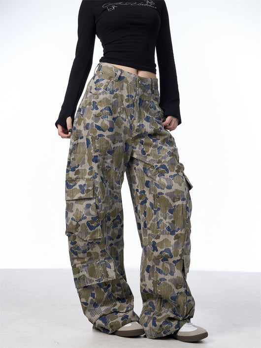 Pantalones Cargo Anchos Camuflaje para Mujer - Estilo Casual y Versátil - Image 12