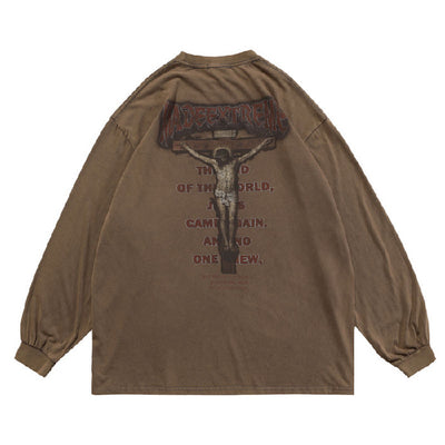 Camiseta Retro Lavado Vintage Manga Larga Unisex - Image 3