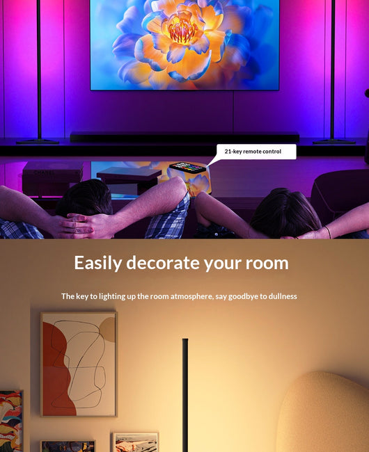 Lámpara de Piso Ambiental RGB con Bluetooth para Dormitorio - Image 14