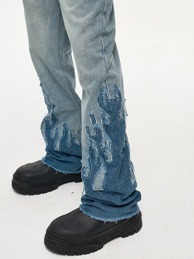 Jeans Acampanados con Parches Flame para Hombre - Image 3