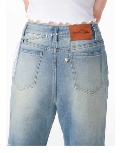 Jeans Rectos de Talle Alto con Detalle de Moño - Image 17