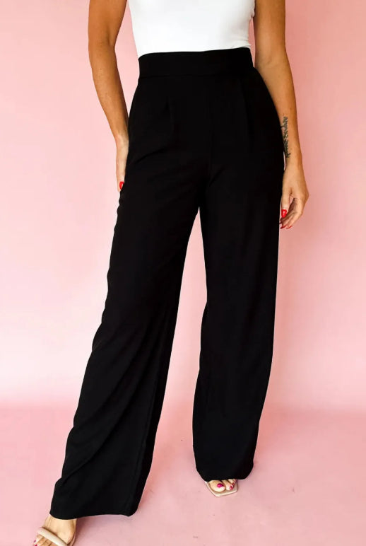 Pantalón Recto Cintura Alta Elástica con Pliegues Delanteros - Image 4