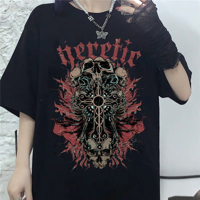Playera Gótica Unisex Estampada Cuello Redondo Manga Corta Oversize - Image 4