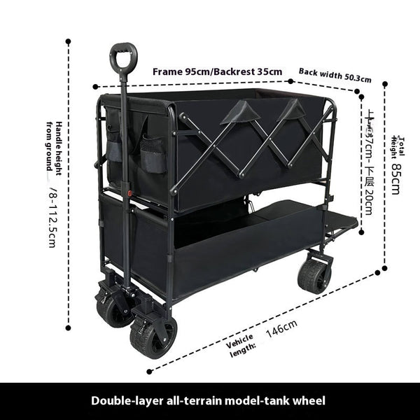 Carrito de Compras Plegable de Gran Capacidad con Doble Bandeja - Image 5