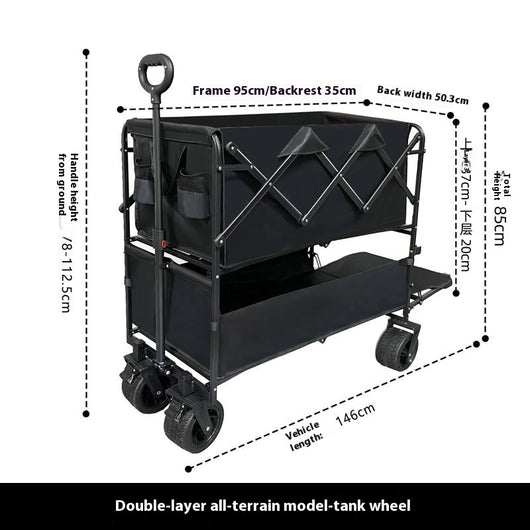 Carrito de Compras Plegable de Gran Capacidad con Doble Bandeja - Image 5