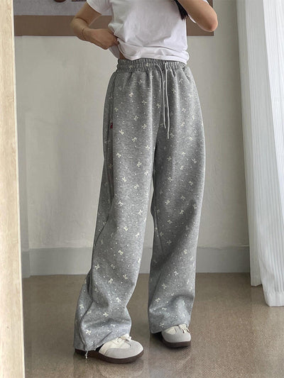 Pantalones de Chándal Vintage con Lazo y Lunares - Pierna Recta Ancha para Mujer - Image 2