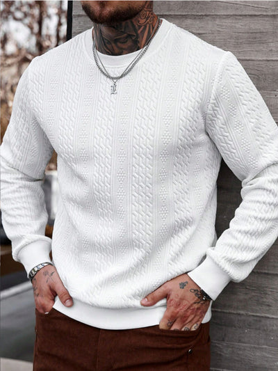 Playera Casual Holgada para Hombre con Cuello Redondo y Textura Jacquard - Image 26