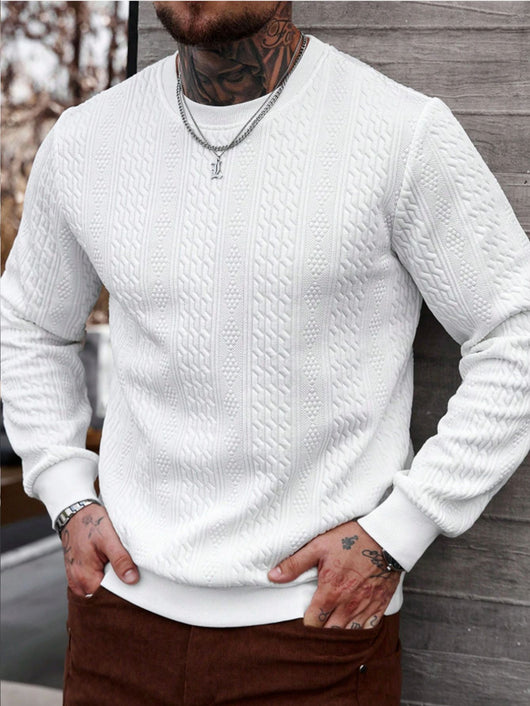 Playera Casual Holgada para Hombre con Cuello Redondo y Textura Jacquard - Image 26