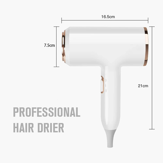 White hair dryer with rose gold accents, U.S. plug, and a concentrator nozzle for household use. - Image 15