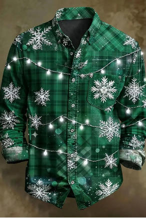 Camisa Floral Navideña para Hombre - Estilo Otoñal Moderno - Image 22
