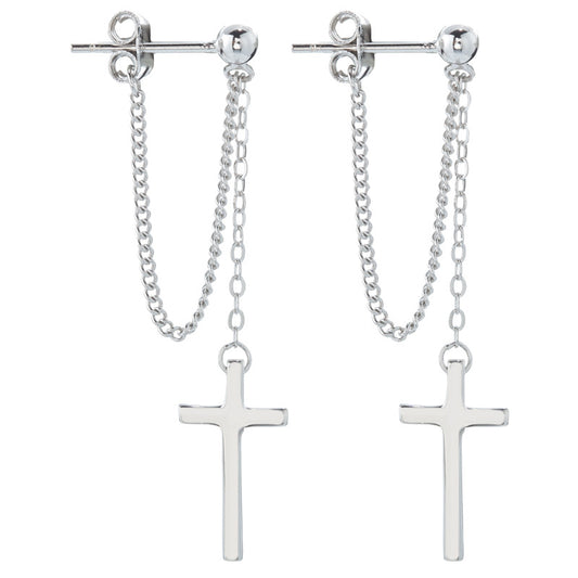 Aretes de Plata 925 con Diseño de Cruz