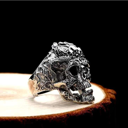 Anillo de Plata Esterlina Estilo Motociclista Dominante para Hombre - Image 9