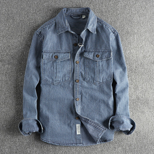 Camisa Denim Vintage Desgastada para Hombre - Image 5