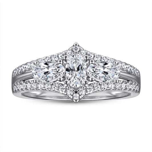 Anillo de Plata 925 con Circonita Micro-incrustada Diseño Diamante