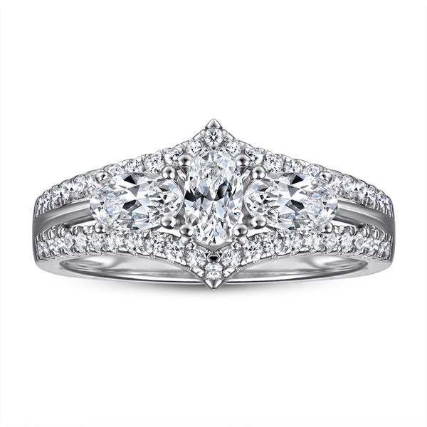 Anillo de Plata 925 con Circonita Micro-incrustada Diseño Diamante