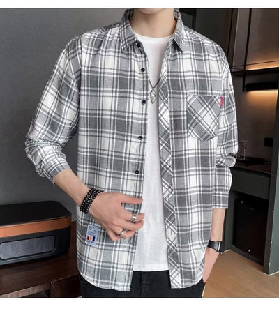 Camisa Casual Cuadros Estilo Hong Kong para Jóvenes - Image 47