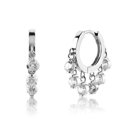 Aretes de Plata Esterlina con Piedras Redondas Colgantes - Image 14
