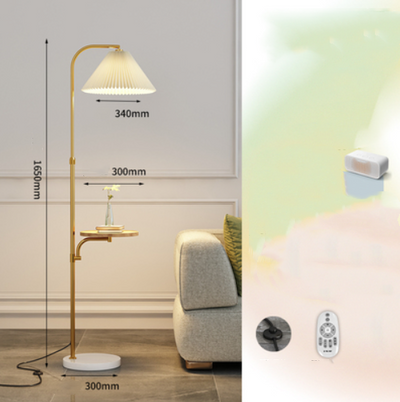 Lámpara de Pie para Sala con Pantalla Plisada y Base de Madera Maciza - Image 31