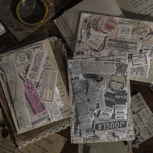 166 vintage-style decorative stickers featuring retro advertisements, tickets, and illustrations for scrapbooking and journaling. - Image 15