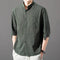 Camisa Hombre Manga Corta Algodón y Lino - Corte Suelto Moderno Talla Grande