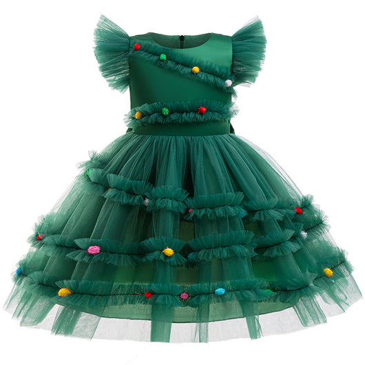 Vestido de Princesa Navideño con Lazo para Niña - Image 6