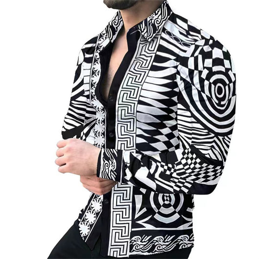 Camisa Casual de Manga Larga con Impresión Digital 3D para Hombre - Image 19