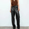 Pantalones Rectos de Cuero PU Slim Fit para Mujer