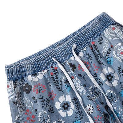 Jeans Estampados con Diseño Floral Doodle para Hombre - Image 16