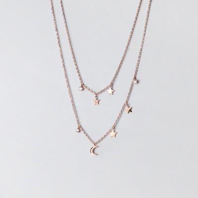 Collar Doble Capa de Estrella y Luna con Diamantes - Elegancia Femenina - Image 11