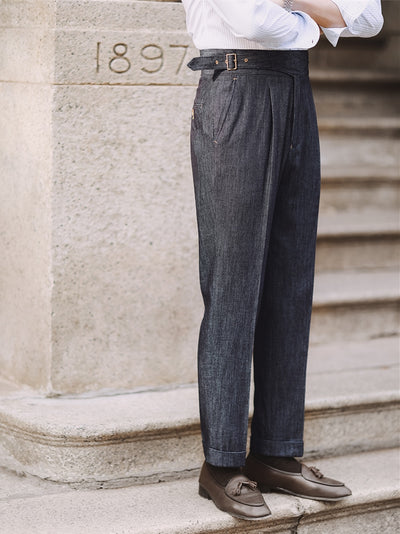 Pantalones Denim Casuales de Cintura Alta para Hombre - Image 4