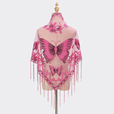 Pañuelo Triangular Calado con Encaje Elegante para Mujer - Image 9