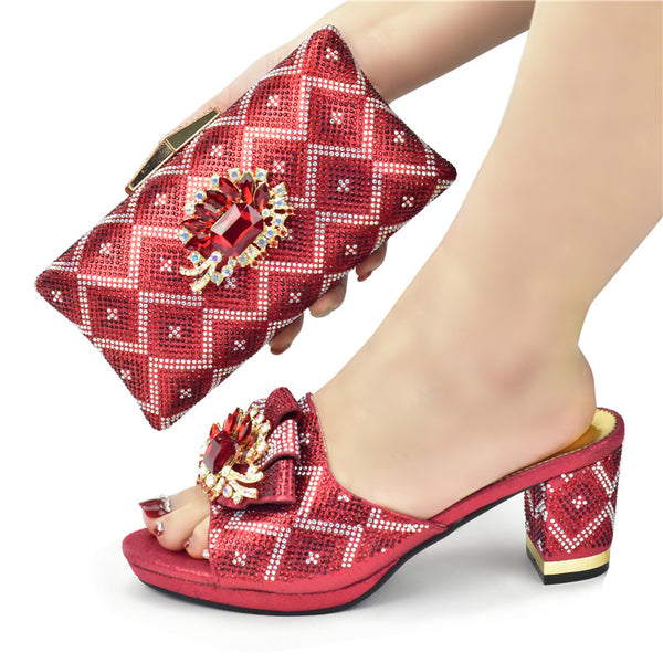 Conjunto de Sandalias y Bolso a Juego con Strass - Estilo Europeo