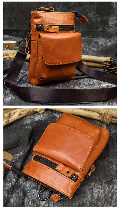 Bolsa de Cuero Crazy Horse para Hombre - Bandolera Cruzada Vintage - Image 12
