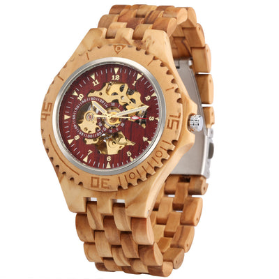 Reloj Automático Madera Ébano Zebra con Correa de Cinco Cuentas - Image 12