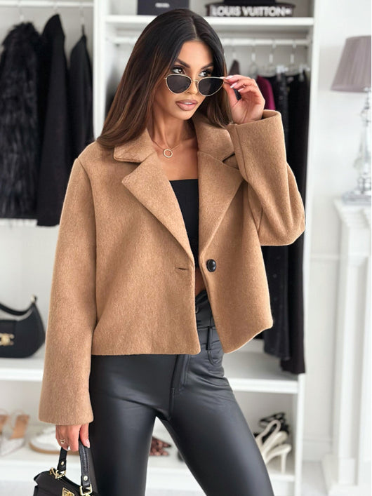 Abrigo de Lana con Cuello de Traje para Mujer - Colores Sólidos Otoño Invierno - Image 13