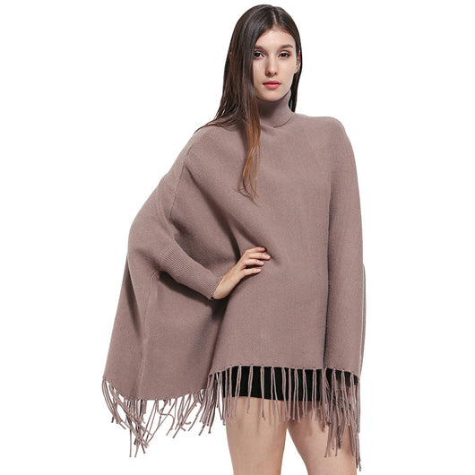 Abrigo Tipo Kimono en Cachemir Monocromático con Mangas Murciélago - Image 13